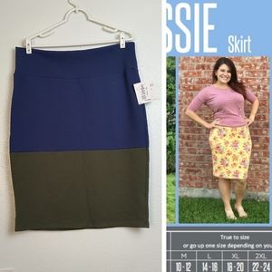Lularoe Cassie Casual Pencil Skirt Women's Size 2XL Color Block Blue/For…